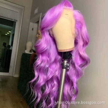 Hot Colored Purple Human Hair Wigs, Hd  Lace Front Wig, Red Orange Pink Purple Wigs Lace Front Human Hair For Black  Women